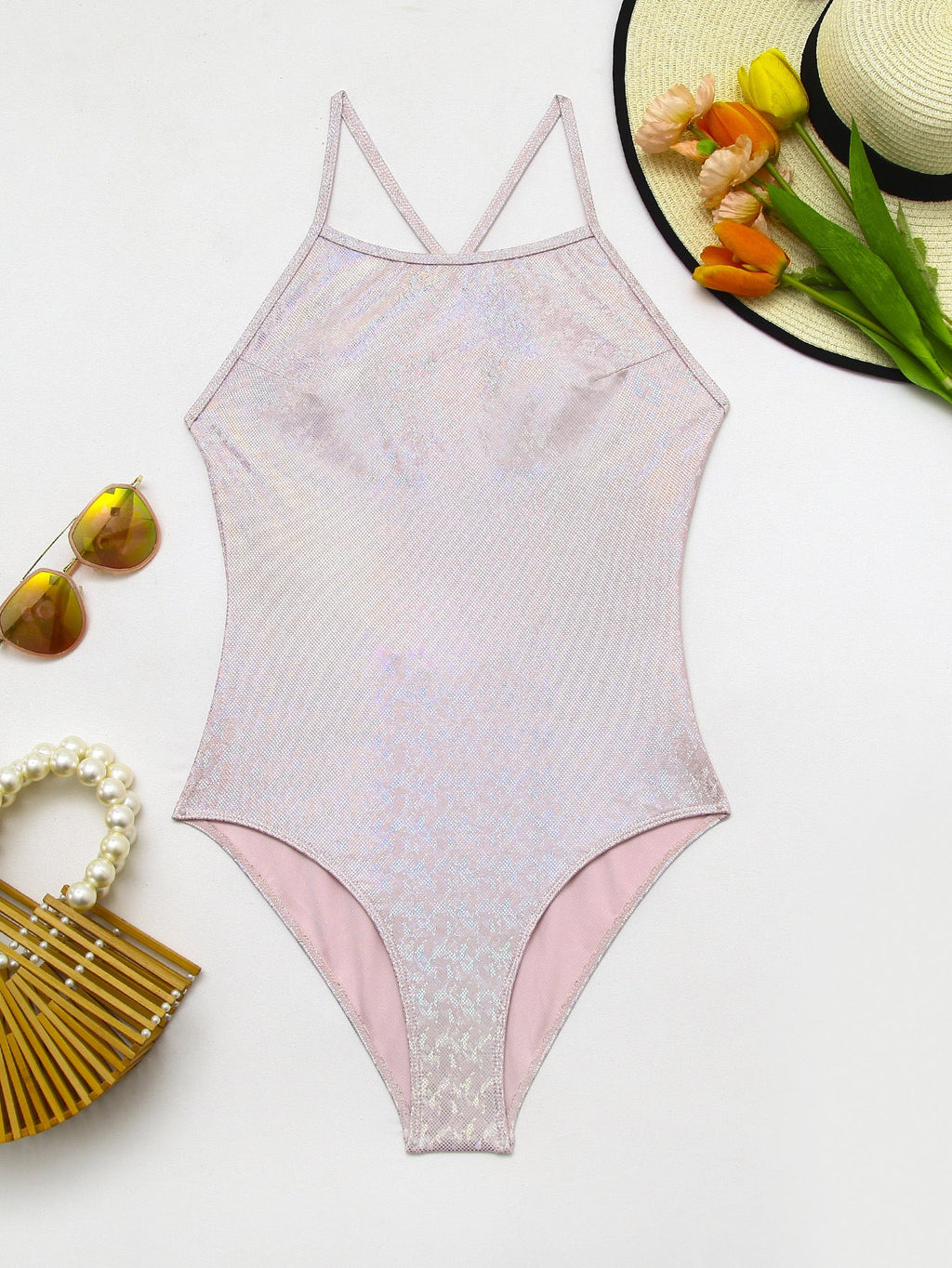 Maillot de bain une pièce pour femmes avec finition scintillante R&B