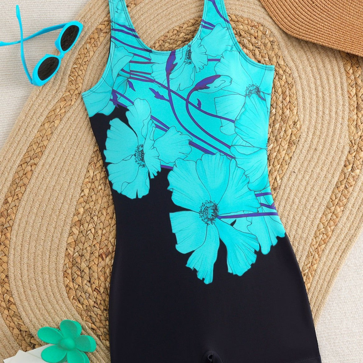Maillot de bain une pièce pour femme avec un design sportif et un motif graphique coloré R&B