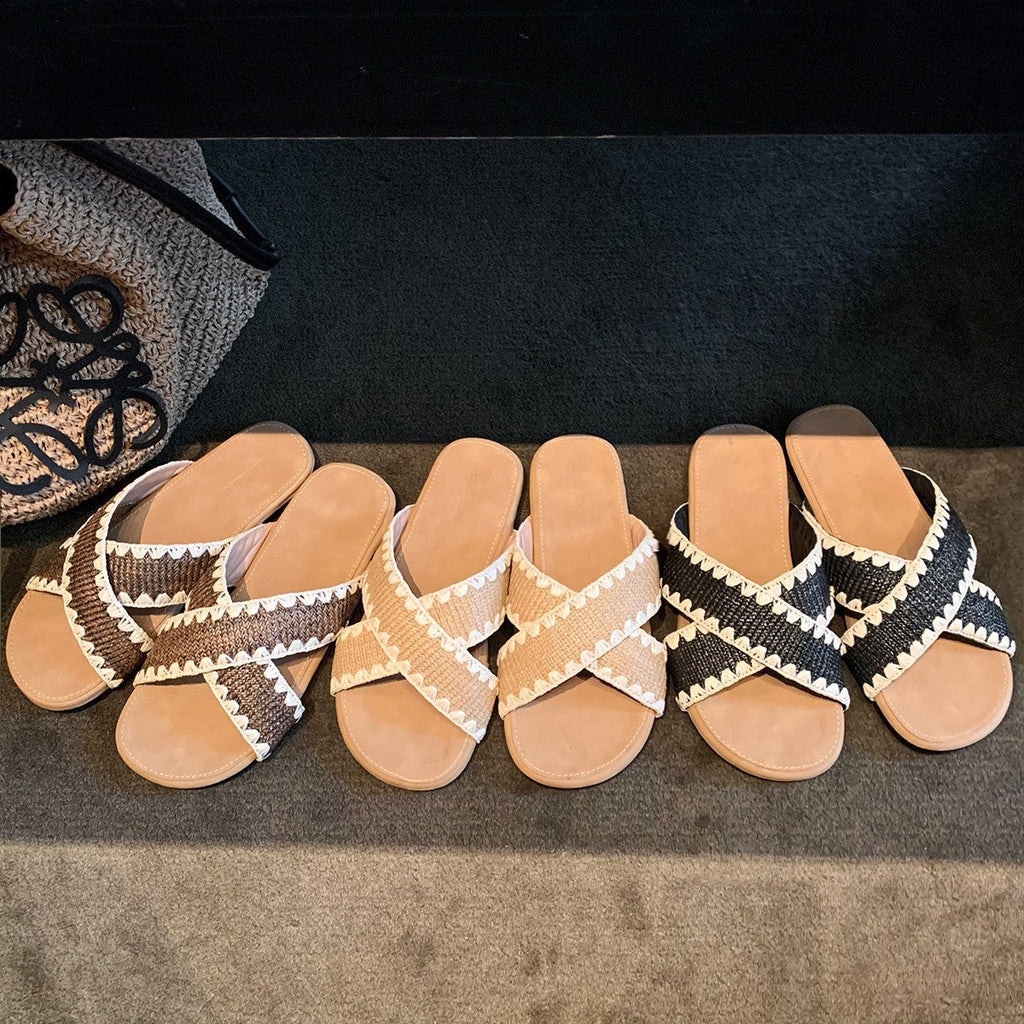 Sandales à brides séparatrices pour femmes, confortables et élégantes, avec une technique de pliage raffinée R&B
