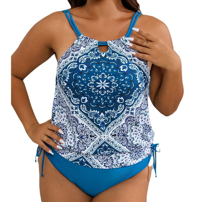 Tankini femme avec un design floral ludique et des bretelles réglables R&B
