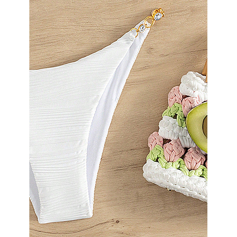 Culotte de bikini taille haute pour femmes avec accents de chaînes décoratives R&B