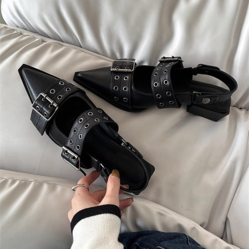Mules élégantes à bout pointu pour femmes avec boucles décoratives R&B