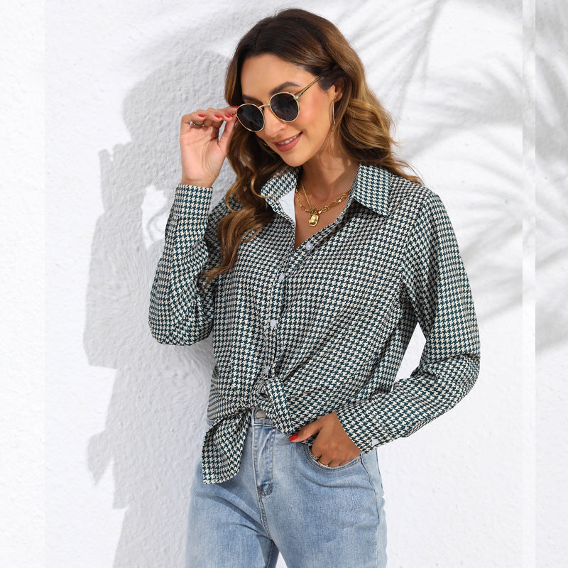 Blouse à carreaux pour femmes avec col chemise et boutonnière Echo Archiv