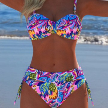 Bikini Balconette Femme avec design floral et bretelles réglables R&B