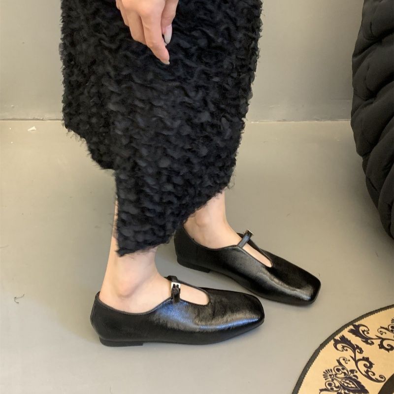 Ballerines T-Strap élégantes pour femmes en cuir de haute qualité R&B