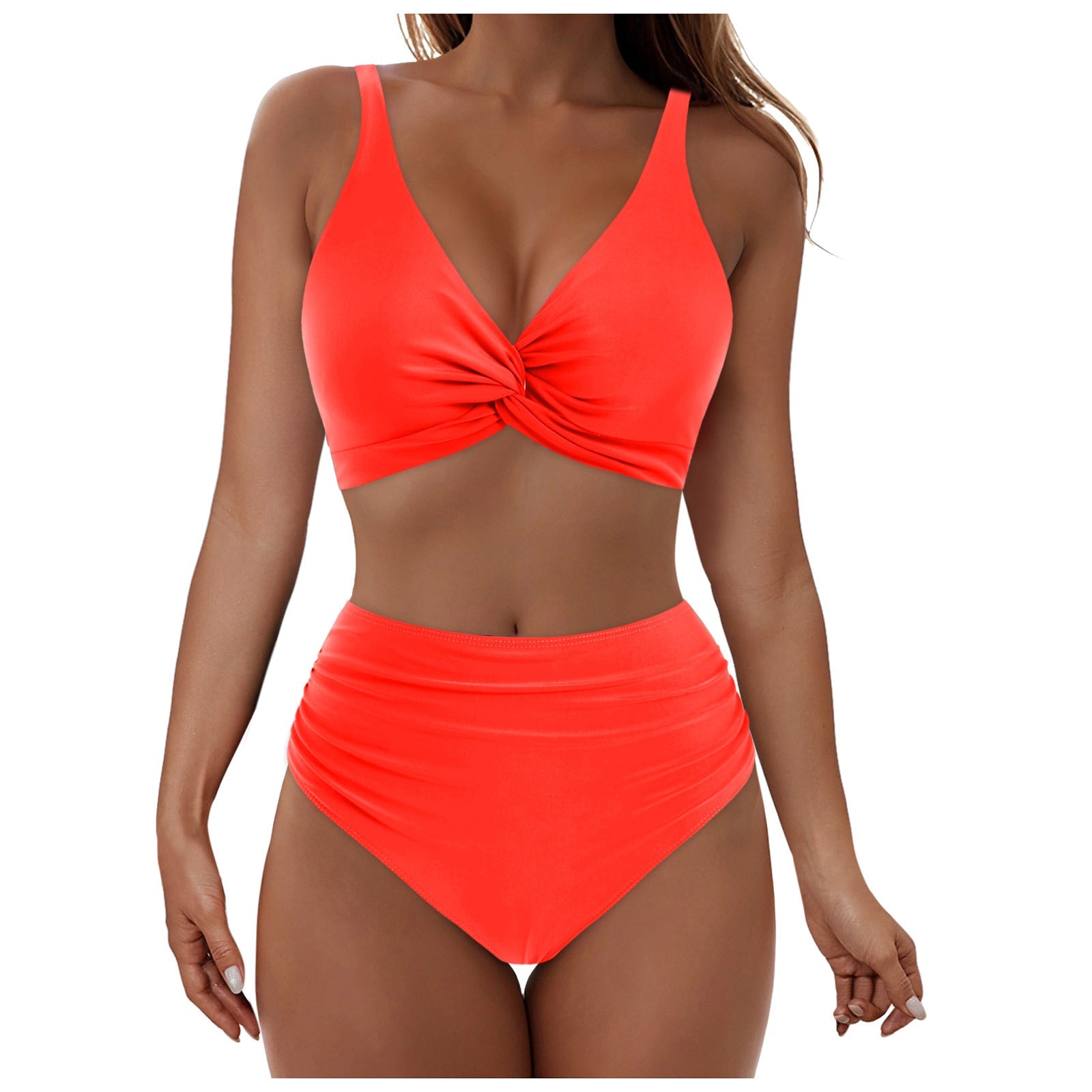 Ensemble de bikini taille haute pour femmes avec haut enroulé élégant R&B