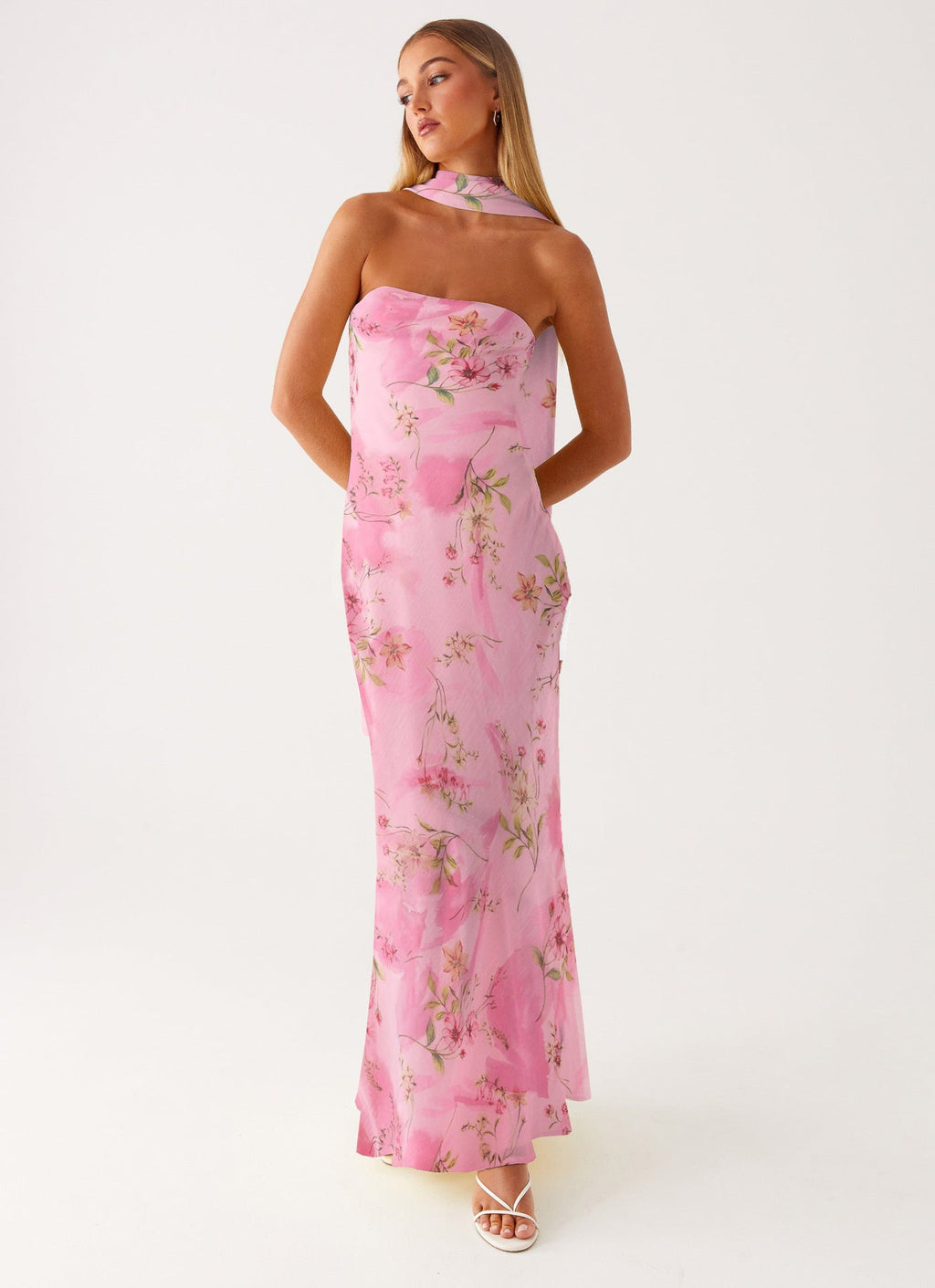 Robe de soirée élégante à manches longues pour femmes avec design floral Heidi-Mode