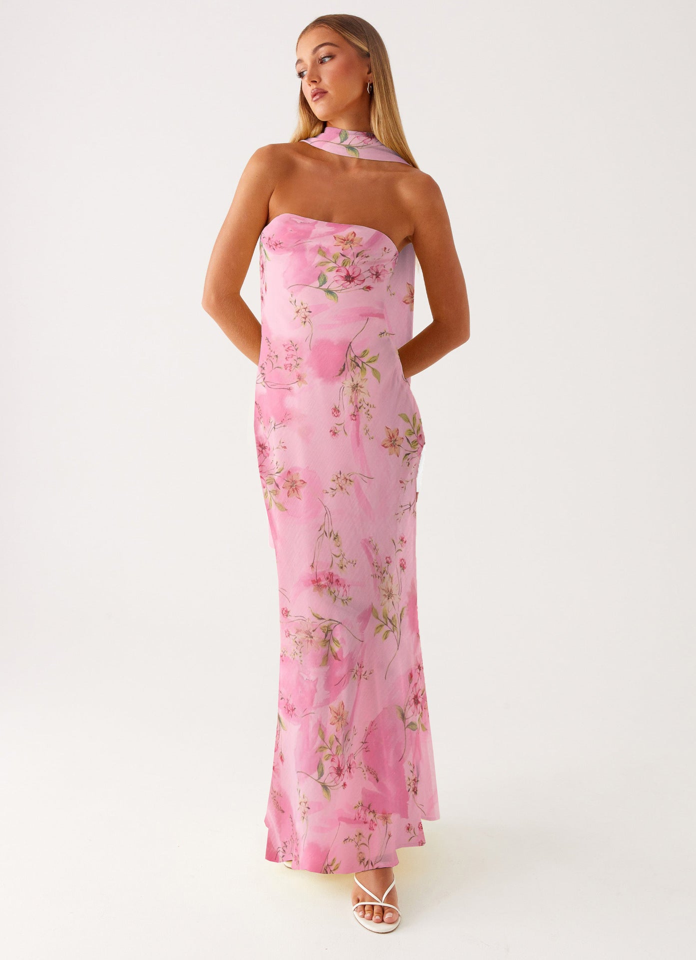 Robe de soirée élégante à manches longues pour femmes avec design floral Heidi-Mode