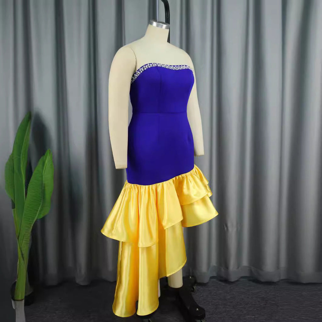 Robe femme avec design sans épaules et volants volumineux R&B