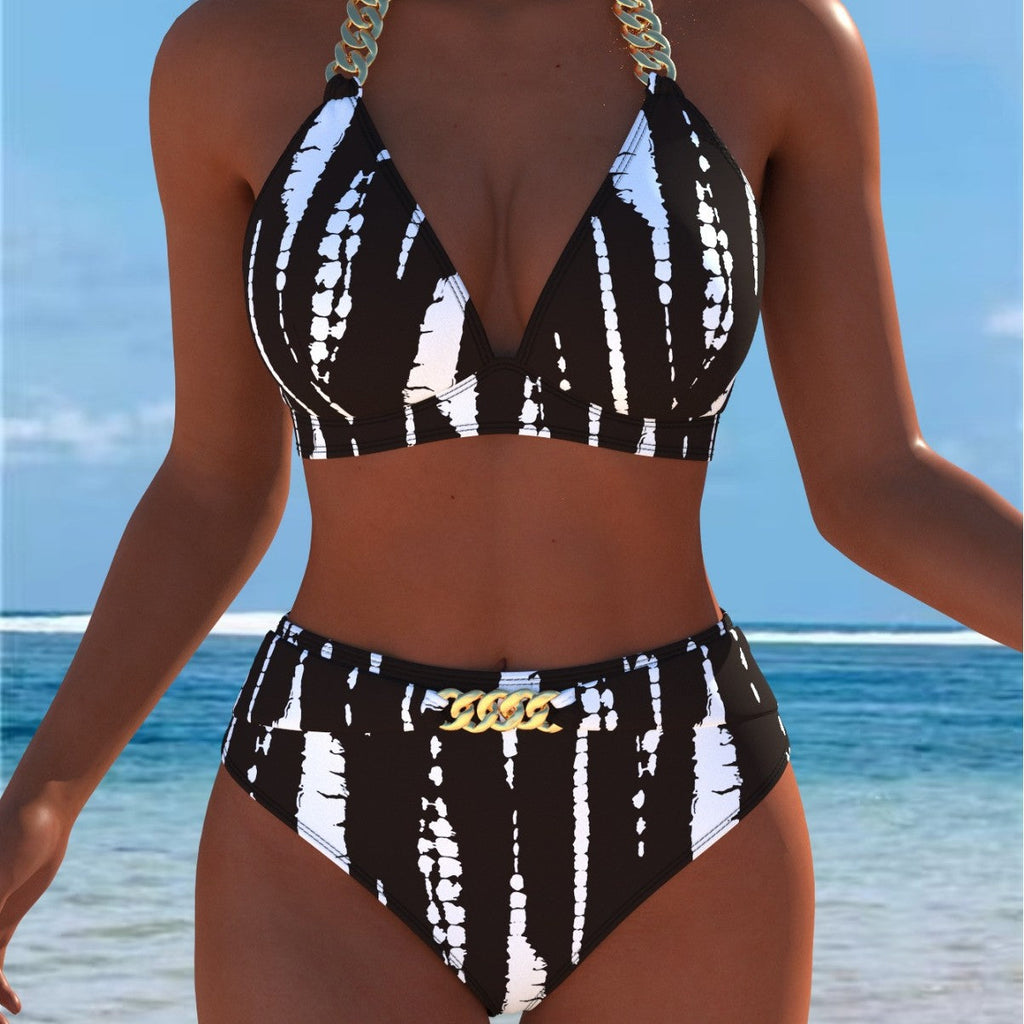 Bikini pour femmes avec motif marbré luxueux et détails raffinés R&B