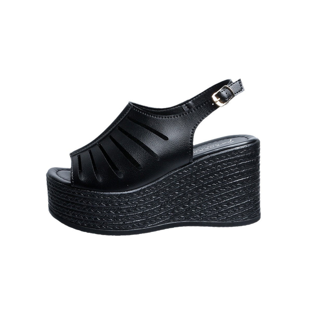 Mules à talon compensé pour femmes avec un design découpé décoratif et semelle antidérapante R&B