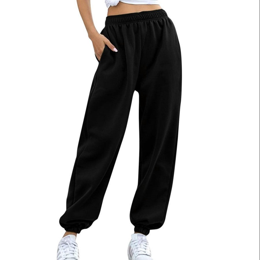 Pantalon de survêtement large taille haute pour femmes avec ceinture de confort élastique, poches latérales et chevilles froncées Echo Archiv