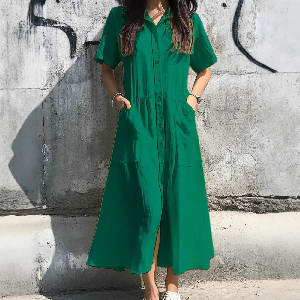 Robe chemise femme avec poches et design à boutons R&B