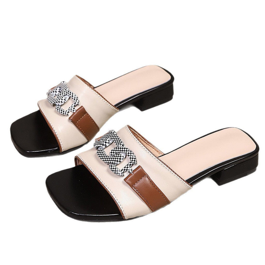 Mules pour femmes au design moderne avec accent de boucle tendance R&B