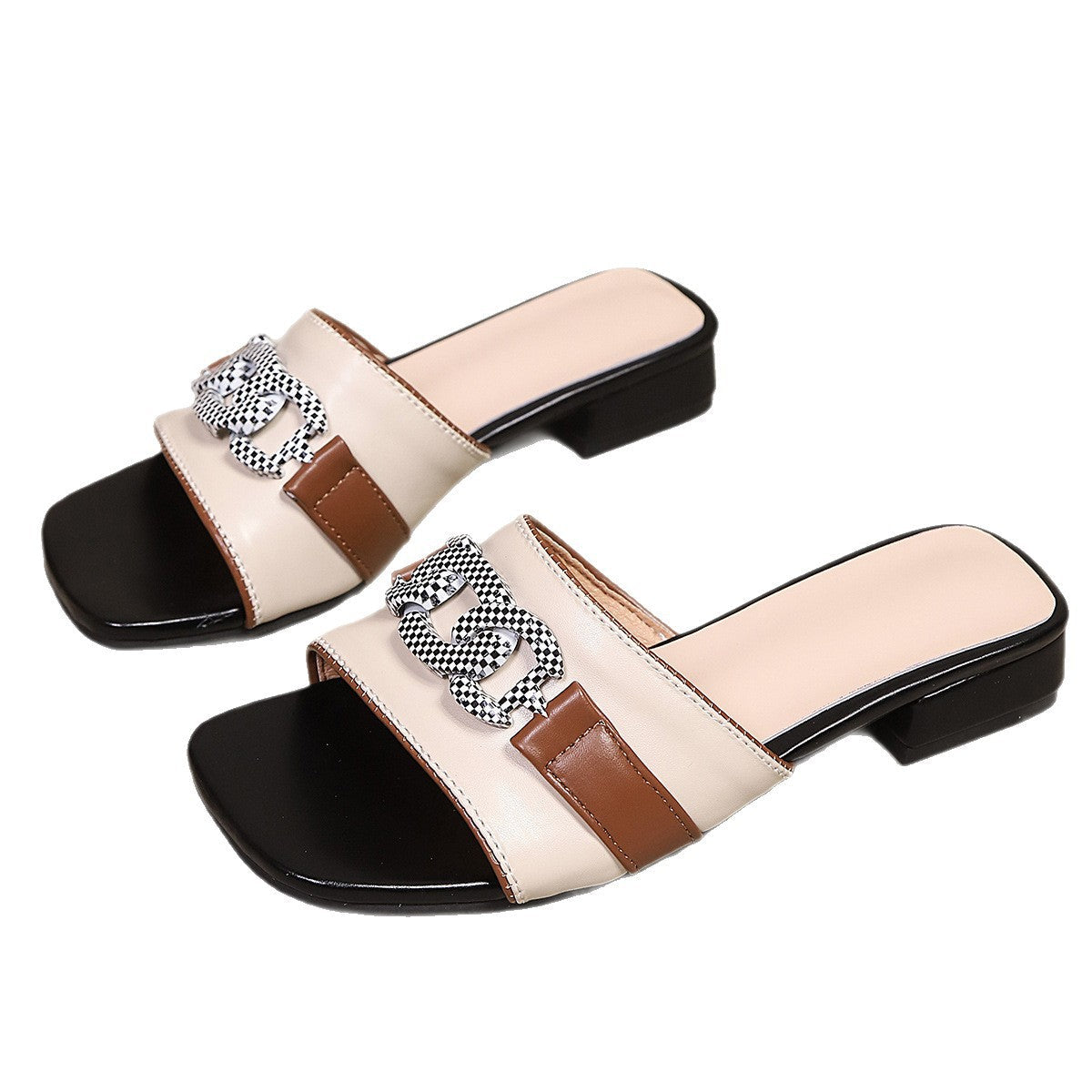 Mules pour femmes au design moderne avec accent de boucle tendance R&B