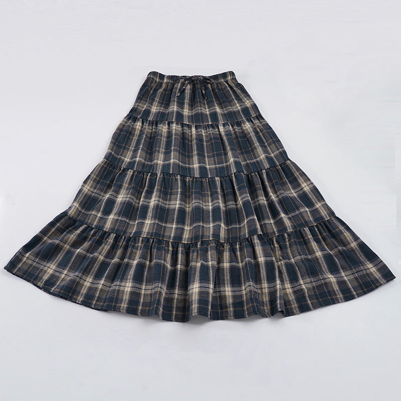 Jupe maxi à carreaux pour femmes en look superposé R&B
