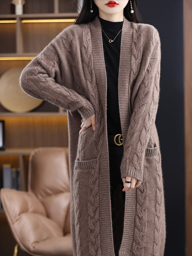 Cardigan long oversize pour femmes avec rayures