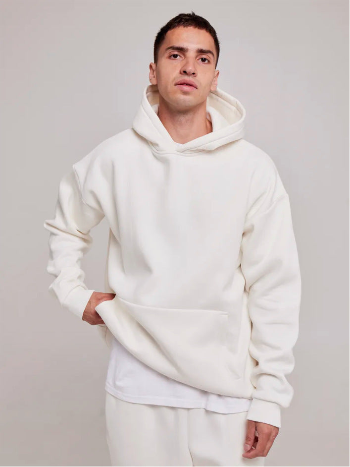 Homme nan lourd hoodie boxy en polaire avec épaules tombantes, capuche renforcée et poche kangourou Echo Archiv