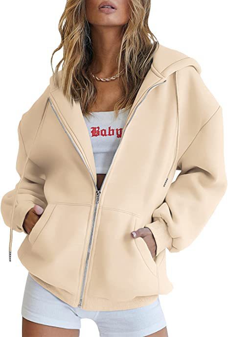 Veste à capuche surdimensionnée pour femmes avec fermeture éclair intégrale et poches kangourou Echo Archiv