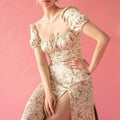 Robe maxi d'été pour femmes avec motifs floraux et fente profonde R&B