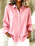 Chemisier oversize pour femmes avec col classique et patte de boutonnage cachée