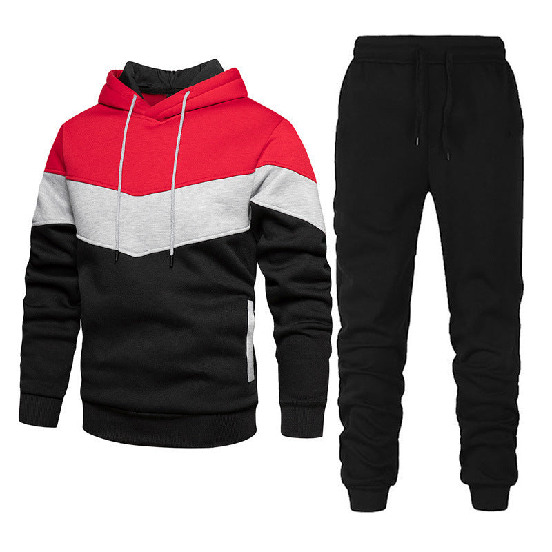 Ensemble athleisure pour hommes avec capuche en chevron, sweat à capuche en polaire et pantalon de jogging fuselé Echo Archiv
