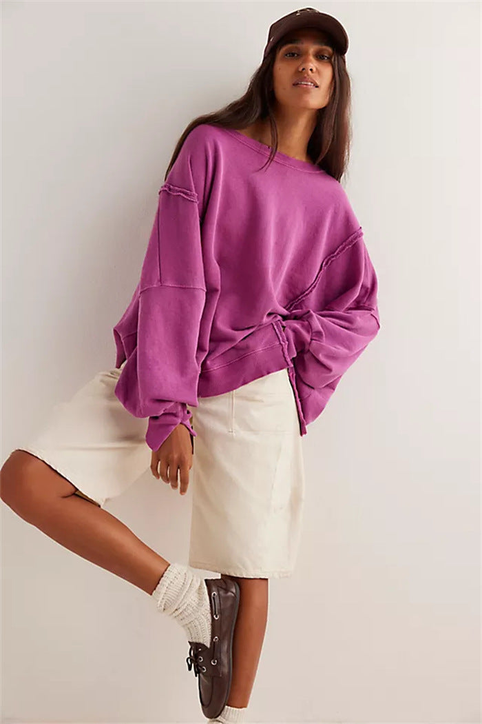 Sweatshirt oversized pour femmes avec manches ballon, coutures ouvertes et fentes latérales Echo Archiv