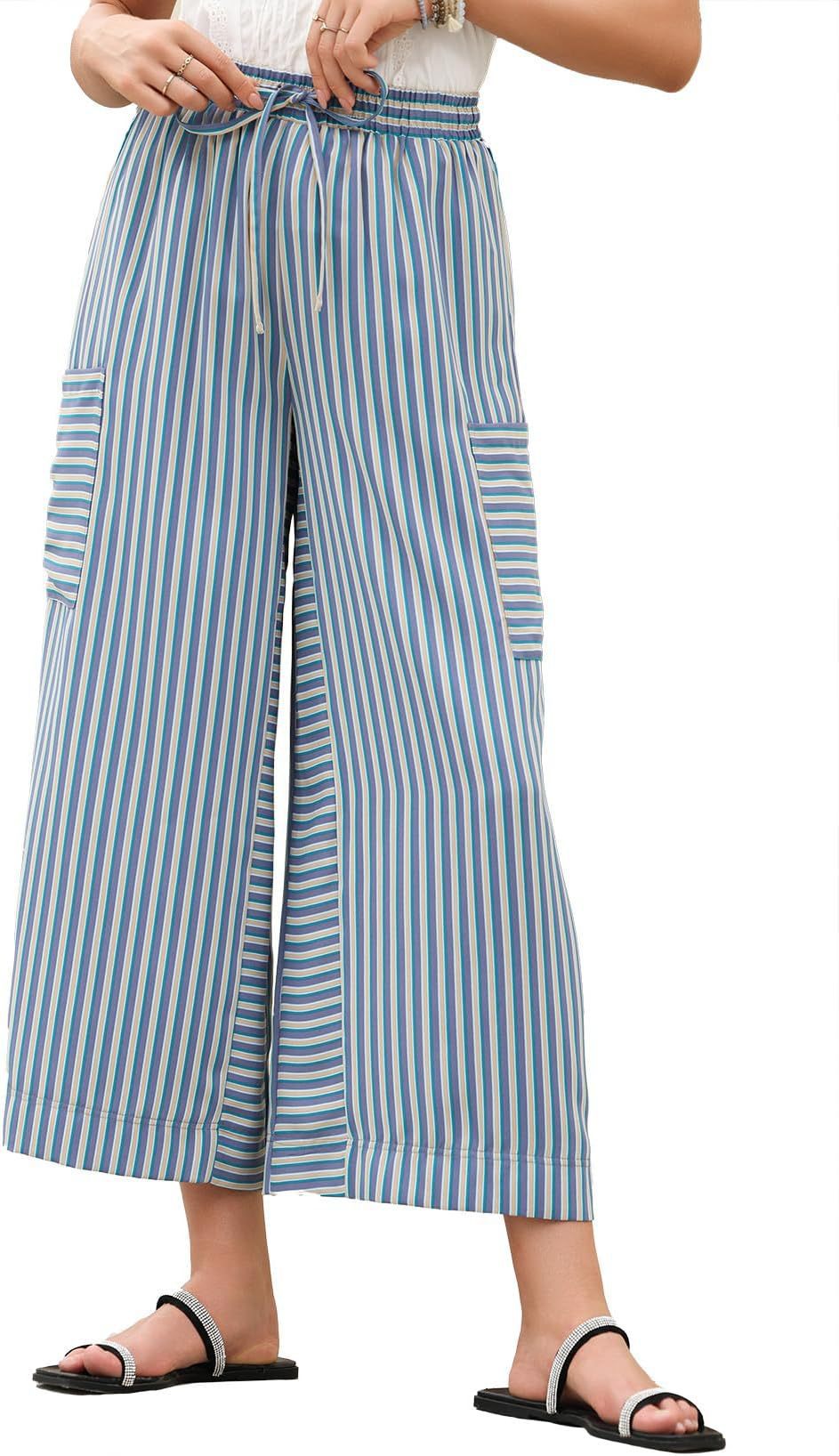 Pantalon à Rayures Évasé pour Femmes