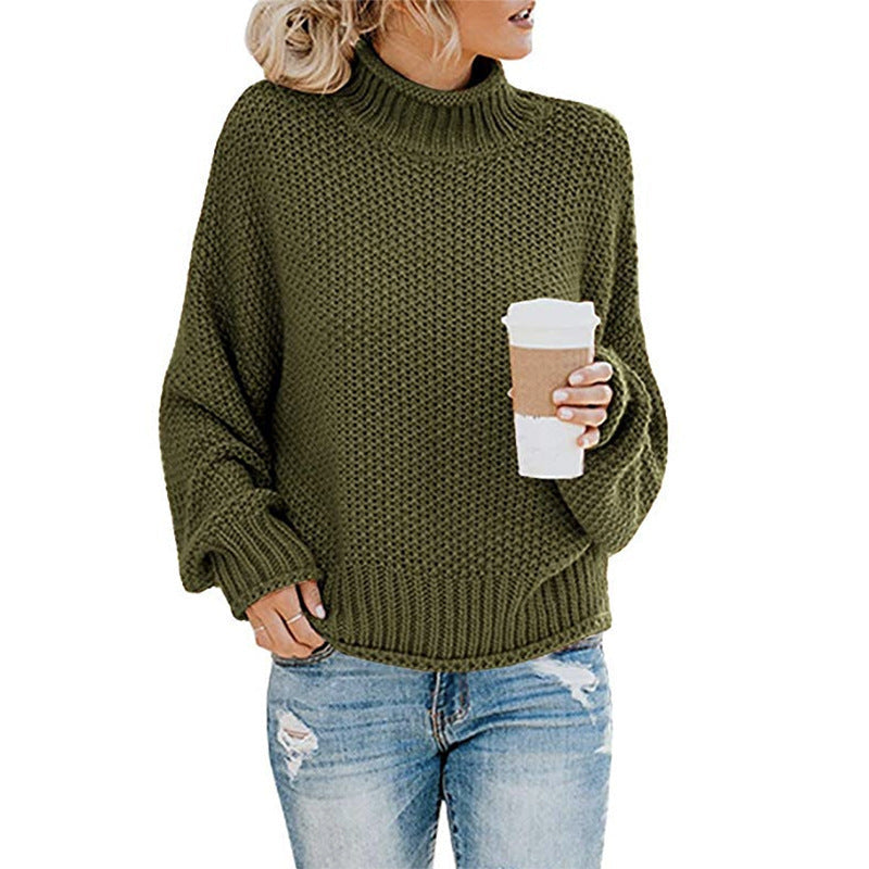 Pull à col roulé en grosse maille pour femmes avec coupe oversize et motif rayé bloc Echo Archiv