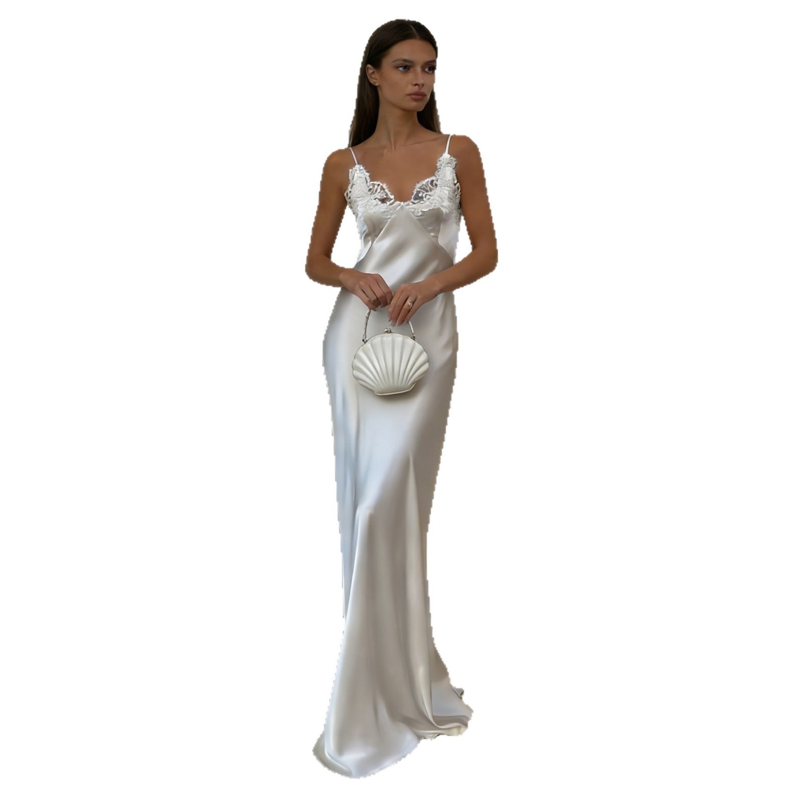 Robe en soie pour femmes avec de délicates accents en dentelle R&B