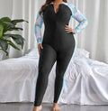 Maillot de bain une pièce pour femmes avec protection UV, manches longues et fermeture éclair R&B