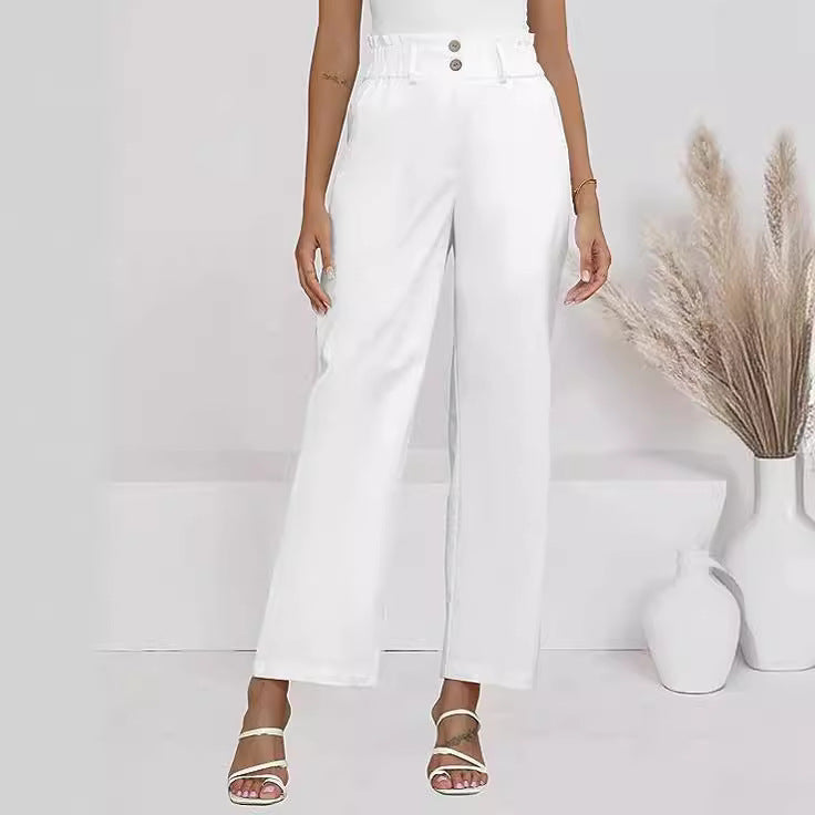 Pantalon Palazzo à taille haute pour femmes avec taille Paperbag