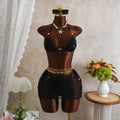 Bikini triangle pour femmes avec jupe transparente et détails scintillants R&B