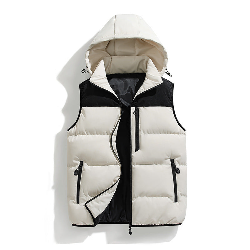 Gilet d'extérieur rembourré pour hommes avec capuche