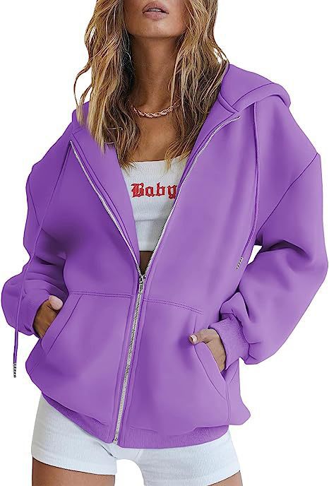 Veste à capuche surdimensionnée pour femmes avec fermeture éclair intégrale et poches kangourou Echo Archiv