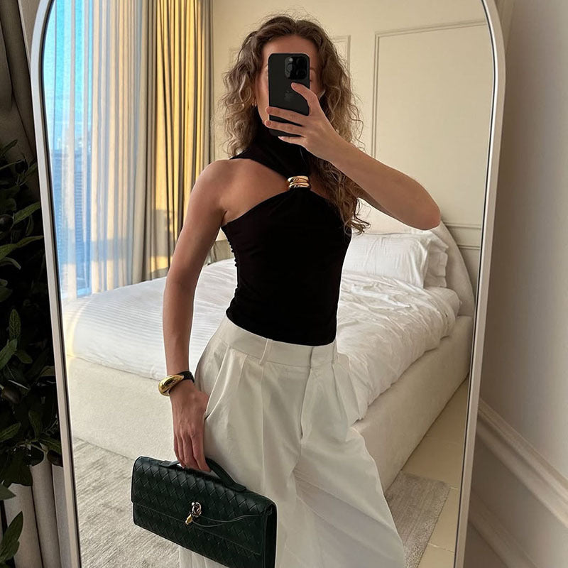 Top élégant pour femmes avec col haut et design épuré Heidi-Mode