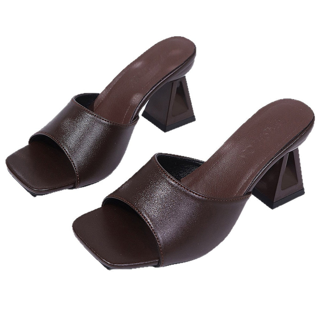 Mules pour femmes avec un élégant talon bloc et un matériau supérieur à la mode R&B