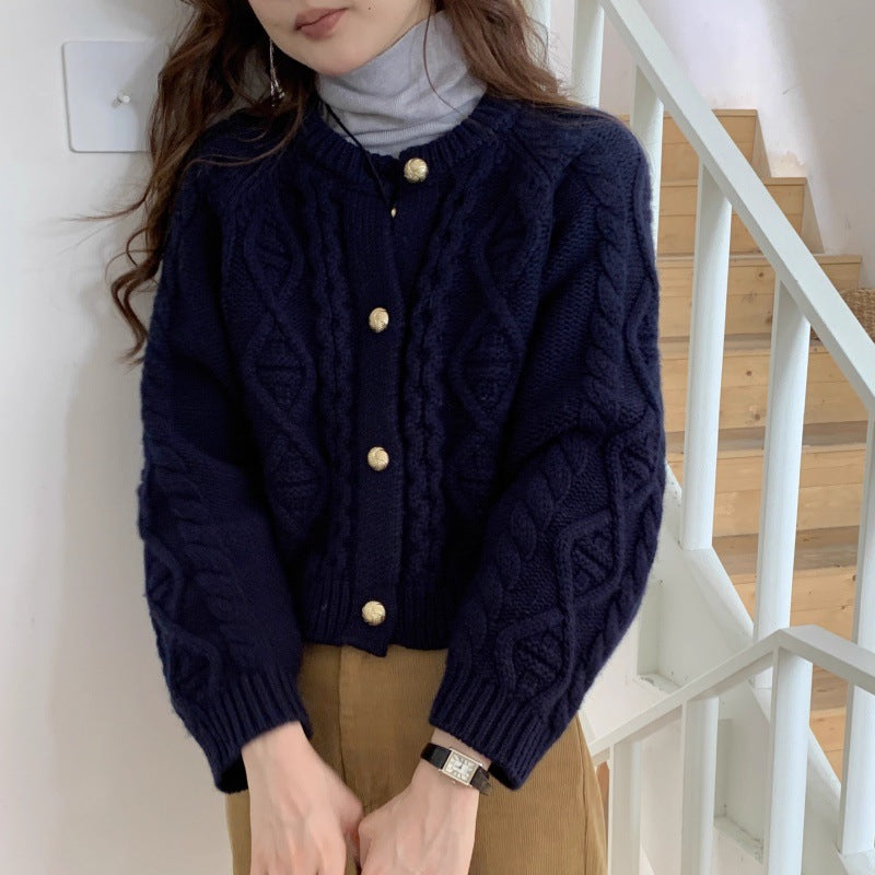 Cardigan pour femmes avec col rond et manches longues