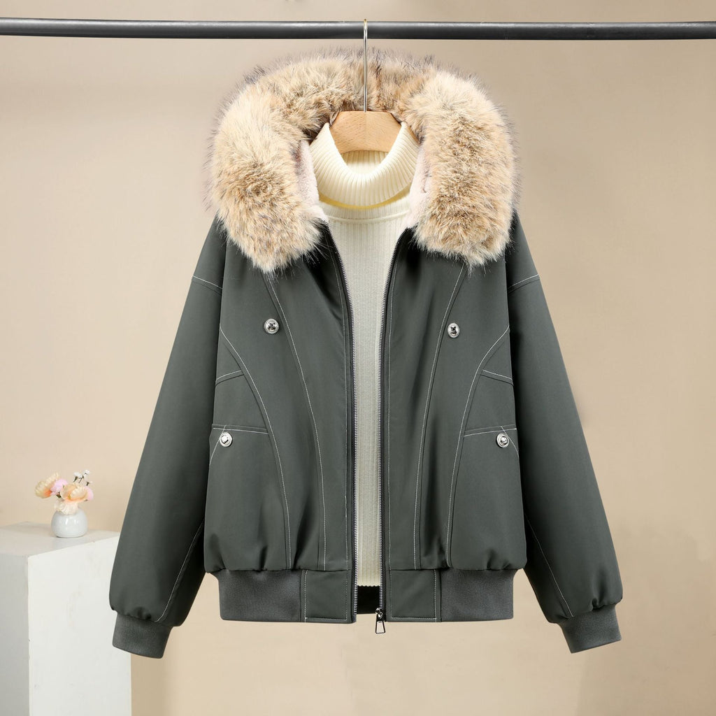 Veste bomber thermique pour femmes, courte, avec col en fausse fourrure amovible, col montant et bords côtelés Echo Archiv