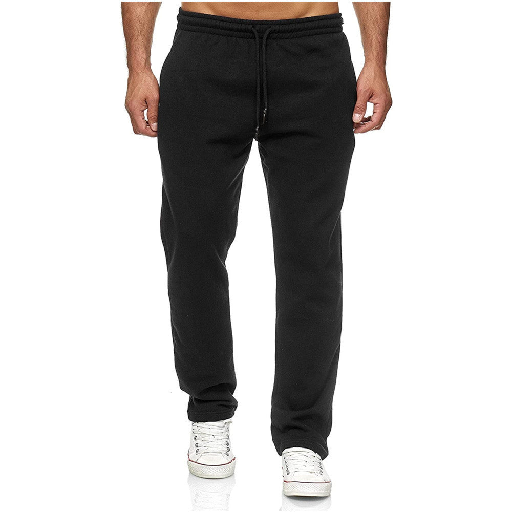 Pantalon de jogging pour hommes, coupe droite, en molleton gratté à l'intérieur, avec ceinture de confort haute et cordon de serrage Echo Archiv