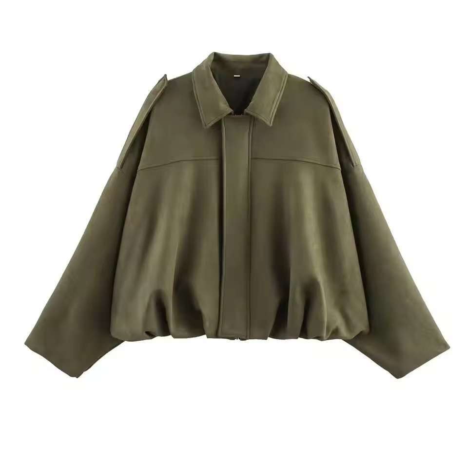 Veste courte pour femmes en coupe oversize avec ourlet ballon et épaulettes
