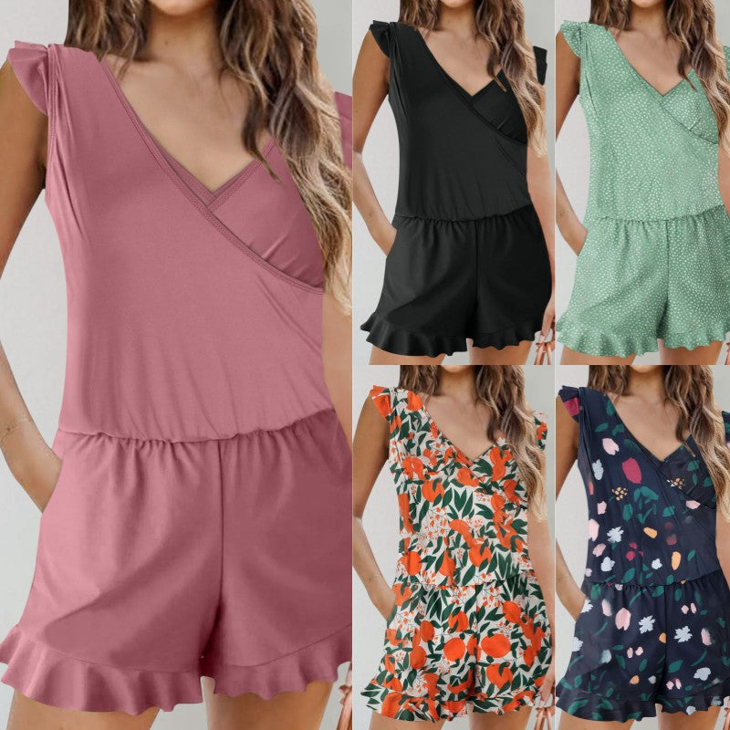 Combinaison pour femmes avec des manches à volants élégantes et une silhouette flatteuse R&B