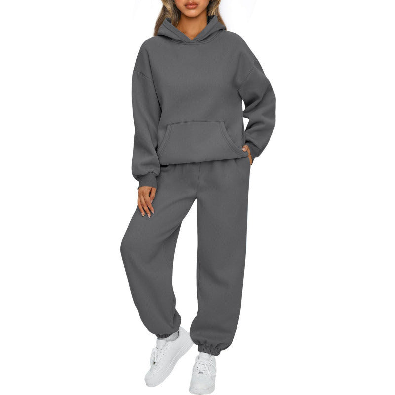 Ensemble de sweat à capuche oversize pour femmes et pantalon de jogging en polaire avec poche kangourou Echo Archiv