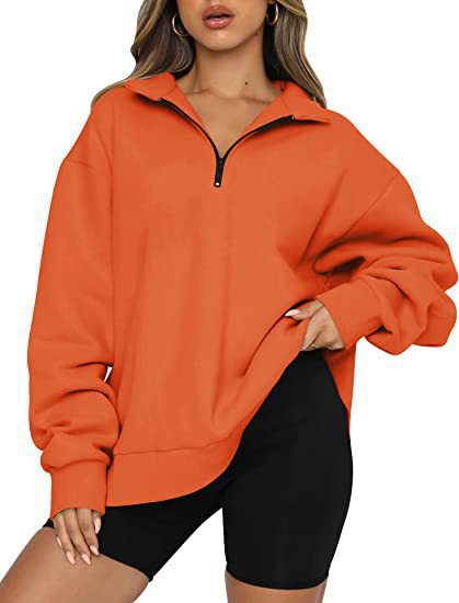 Sweatshirt oversized pour femmes avec demi-zip, doublure en polaire douce et poche kangourou Echo Archiv