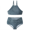 Ensemble de bikini taille haute pour femmes avec design côtelé de haute qualité R&B