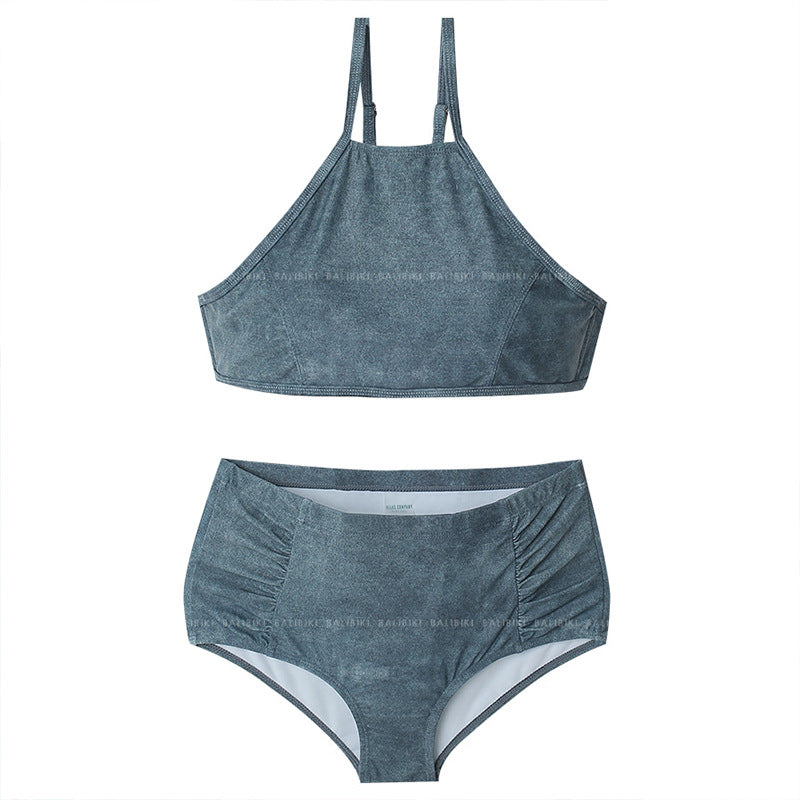 Ensemble de bikini taille haute pour femmes avec design côtelé de haute qualité R&B