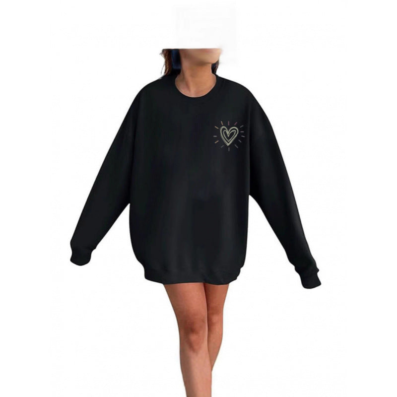 Sweat-shirt confortable pour femmes avec motif en cœur Echoarchiv