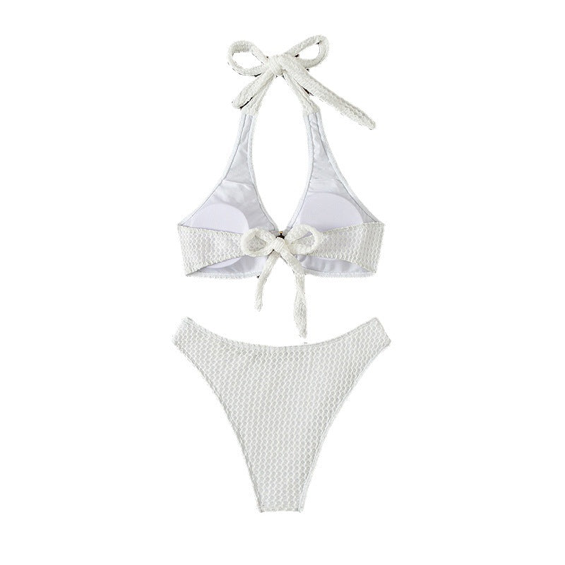 Bikini triangle taille haute pour femmes avec détail en anneau R&B
