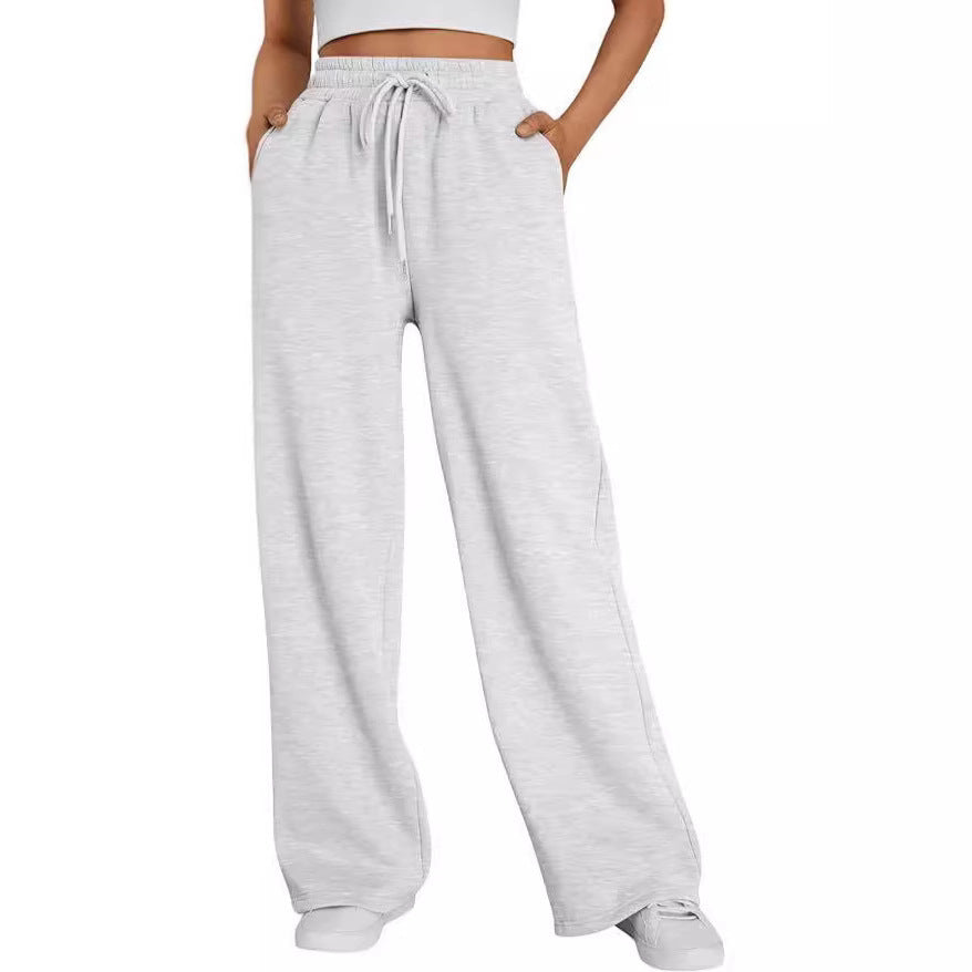 Pantalon de lounge large pour femmes avec taille élastique haute, cordon de serrage réglable et silhouette palazzo fluide Echo Archiv