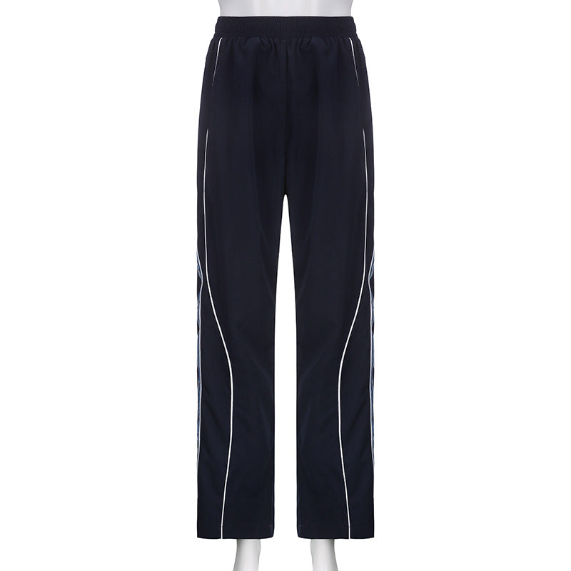 Pantalon de training sportif pour femmes avec jambe droite, ceinture de confort élastique et passepoils décoratifs Echo Archiv